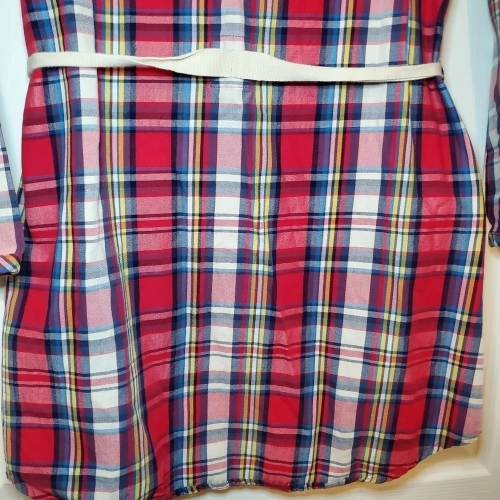 Hanna Andersson Christmas Plaid & Denim Long Sleeved Dress Size 140/US Girl's 10
